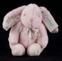 Carters Prestige Bunny Rabbit Giraffe Print Plush Lovey Rattle Vtg